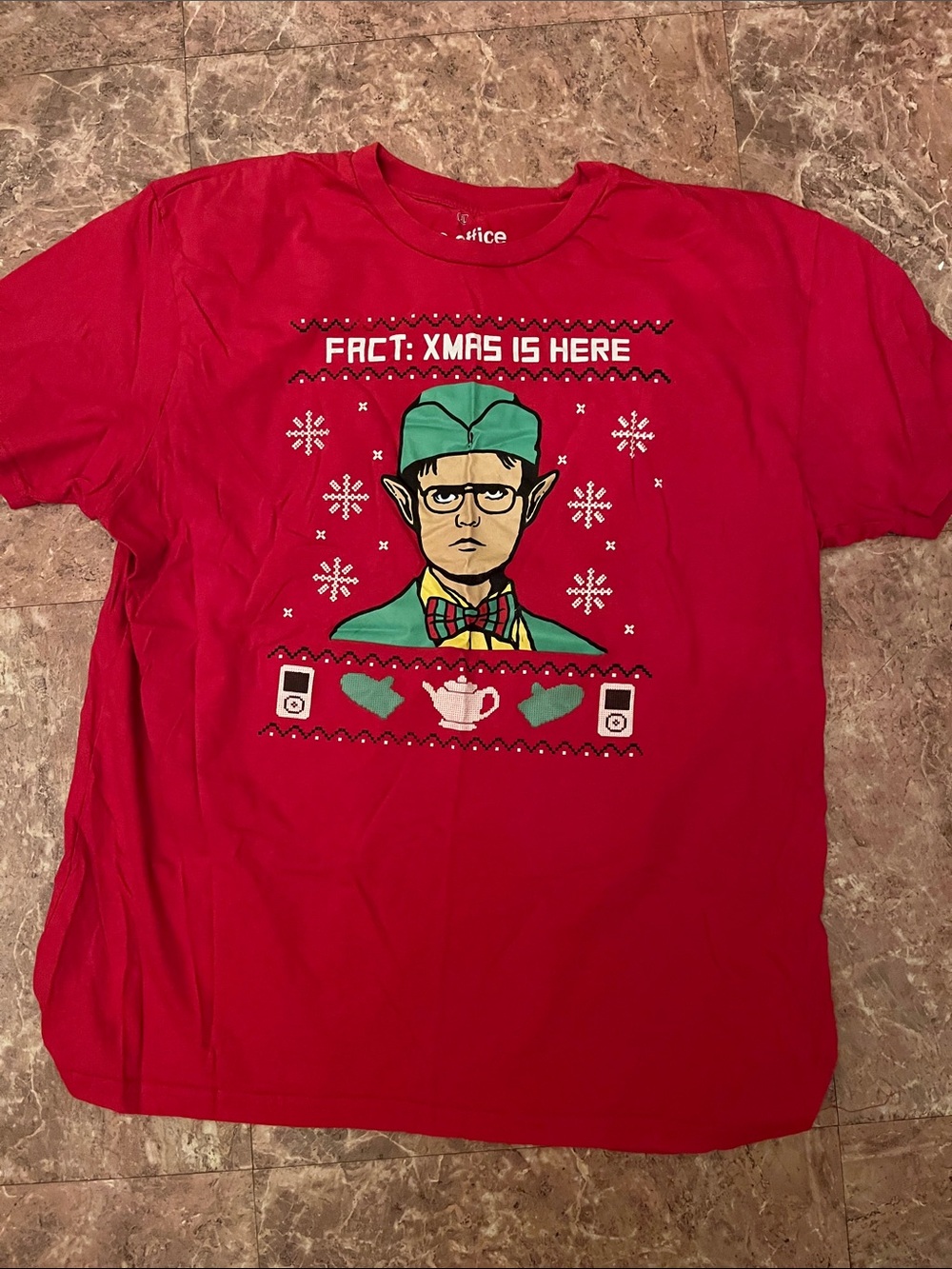 Ripple Junction Red Holiday Graphic Tee with Green Accent